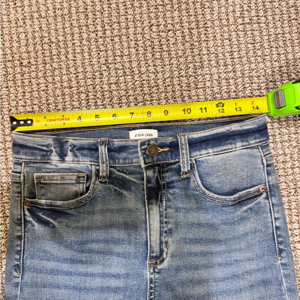 Sneak Peek Light Blue Cropped Flare Jeans - Picture 6 of 8